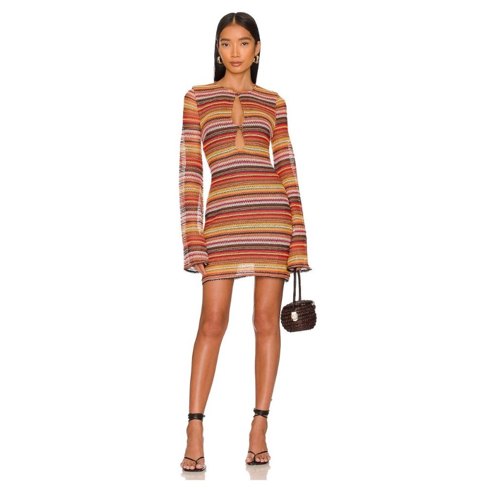 House of Harlow 1960 Multicolor Striped Crochet Mini Dress
